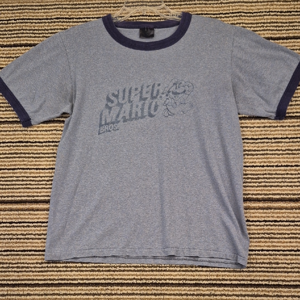 SUPER MARIO BROS Changes Cotton Single‎ Stitch Grey Blue T Shirt Mens Medium VTG